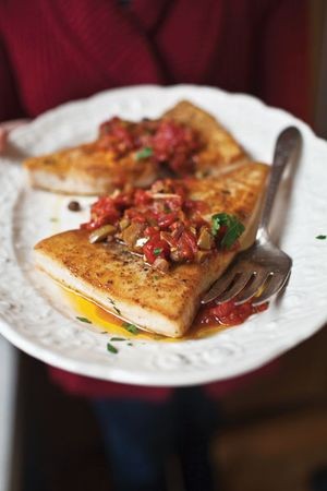 Swordfish puttanesca