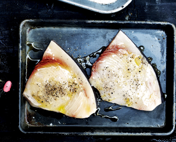 Swordfish steaks with olive gremolata