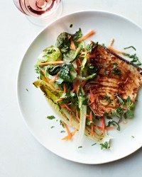 Swordfish with grilled romaine salad