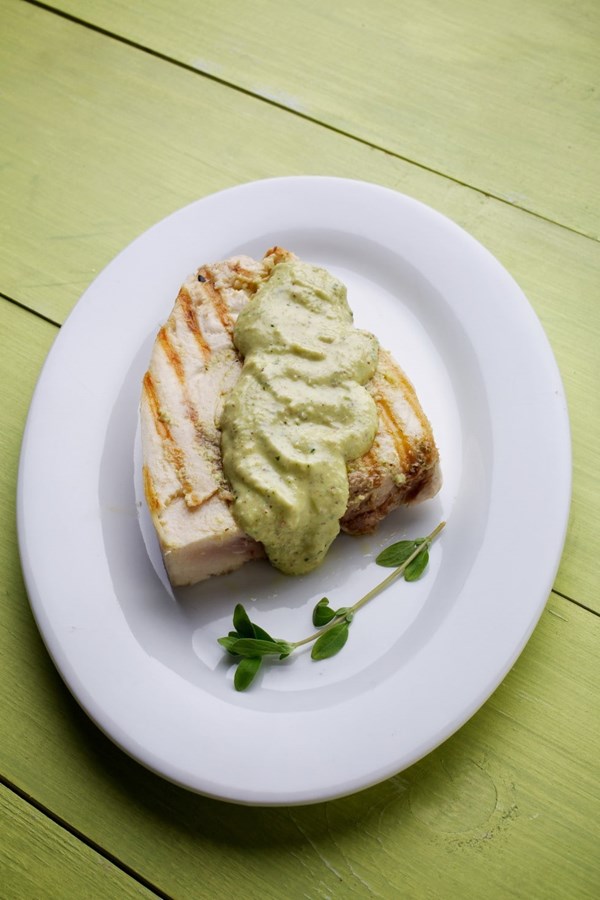 Swordfish with hazelnut tarator sauce