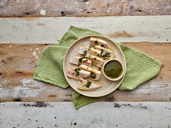 Swordfish with herb & olive oil sauce (Pesce spada con salmoriglio)