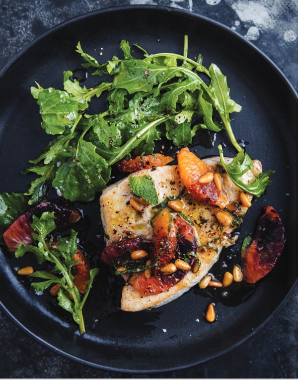 Swordfish with orange salad (Pesce spada con insalata di arancia)
