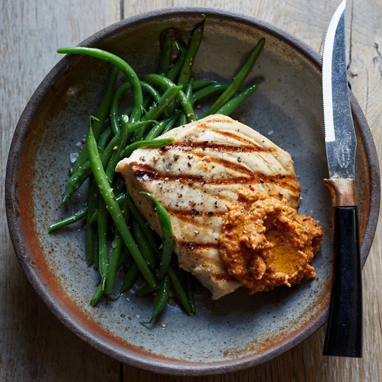 Swordfish with romesco sauce