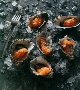 Sydney rock oysters with fire ice 