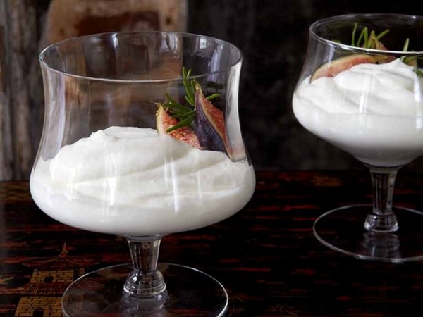 Syllabub with rosemary-glazed figs