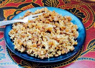 Syrian lentils & rice (Mengedarrah)