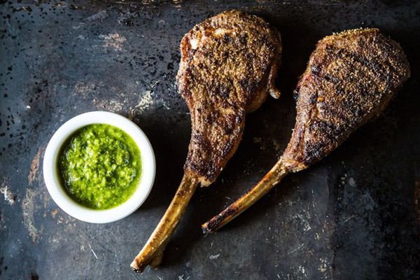 Szechuan lambypops with cilantro chimichurri