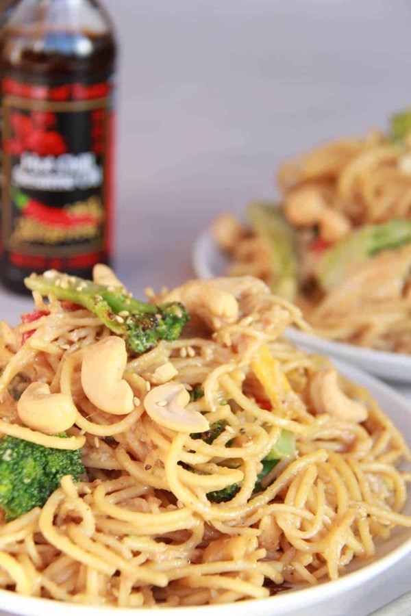 Szechuan noodles with broccoli