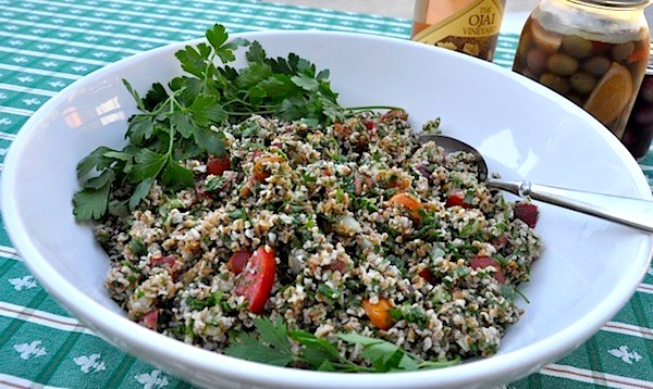Tabbouleh with tomatoes and cucumbers