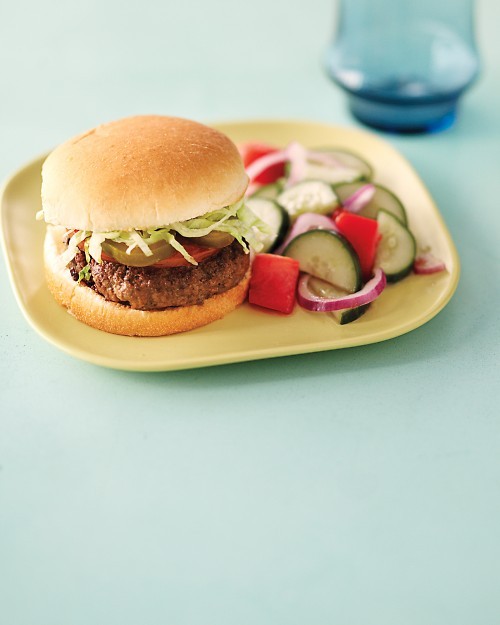 Taco burgers with cucumber salad