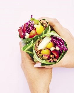 Taco meat collard green wraps with coconut sour cream