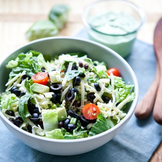 Taco salad with creamy cilantro dressing