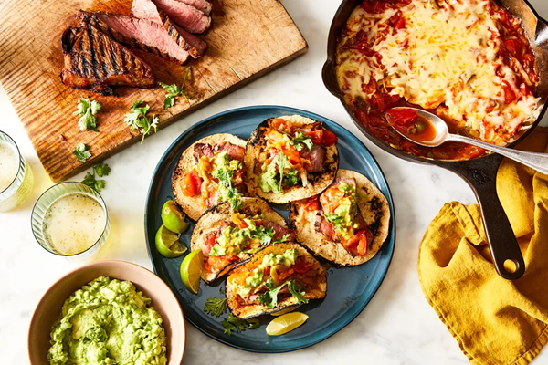 Tacos norteños with chunky guacamole
