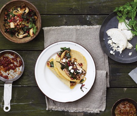 Tacos with greens and seared onions [Rick Bayless]