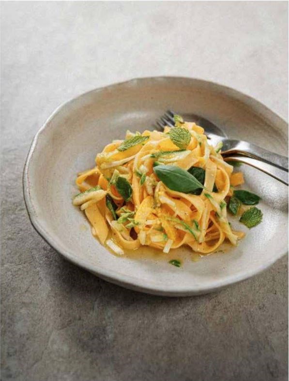 Tagliatelle with courgette, mint & basil