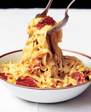 Tagliatelle with prosciutto and orange