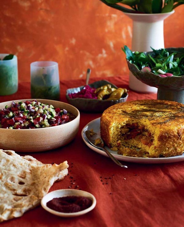 Tahchin with carrot & fennel