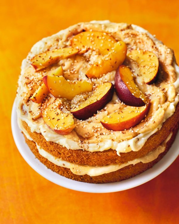 Tahini & nectarine sandwich cake 