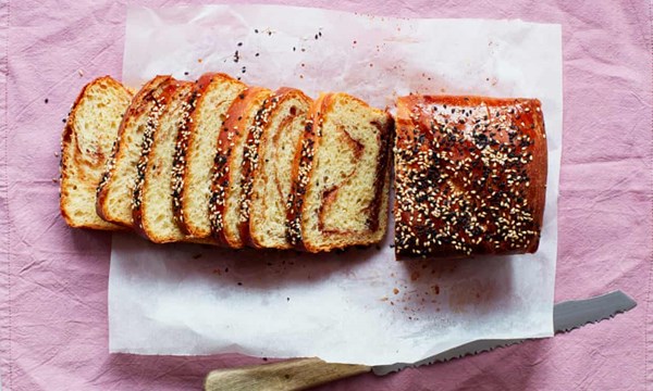 Tahini and date brioche