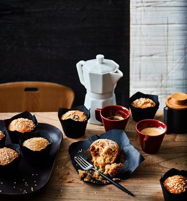 Tahini and date muffins