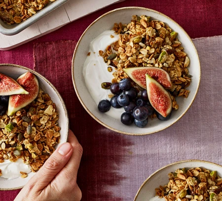 Tahini and pistachio granola
