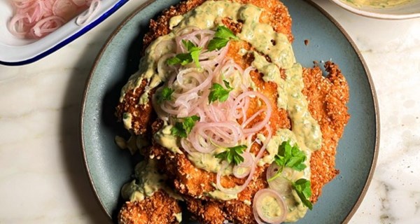 Tahini chicken schnitzel
