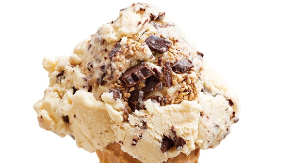 Tahini dark chocolate chunk no-churn ice cream