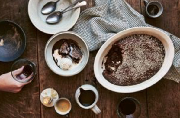 Tahini, date and chocolate pudding
