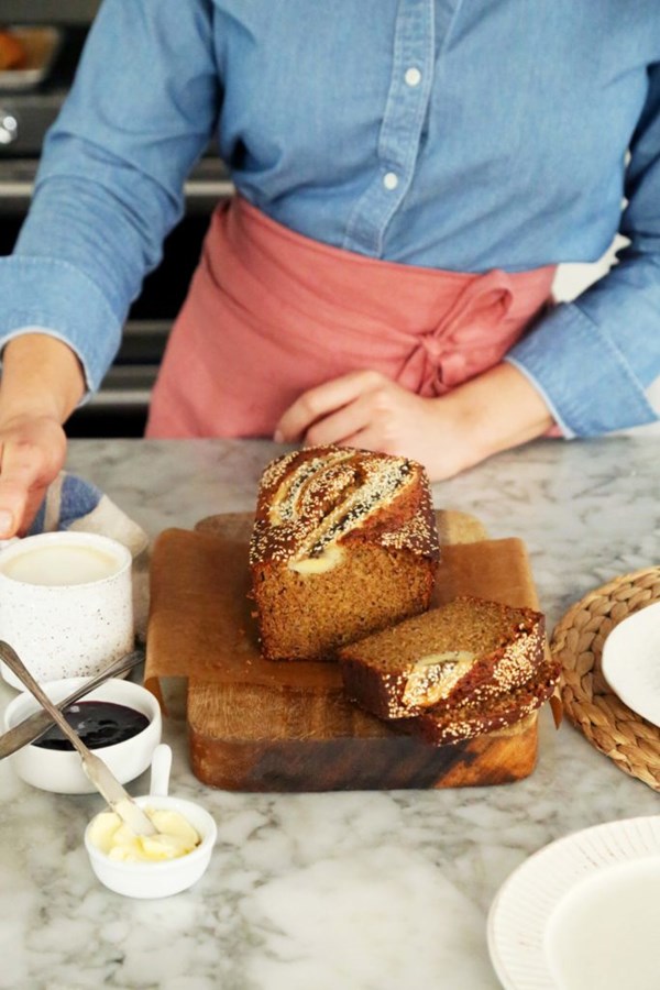 Tahini flax seed banana bread
