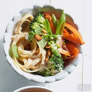 Tahini-ginger noodles & veggies