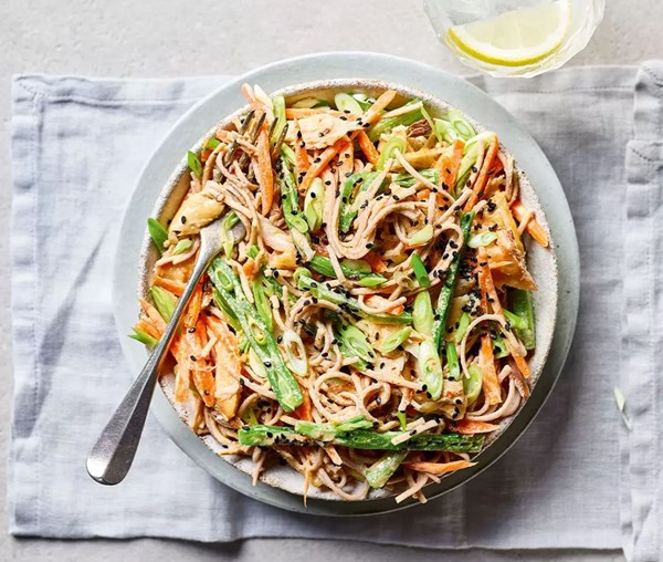Tahini mackerel noodles