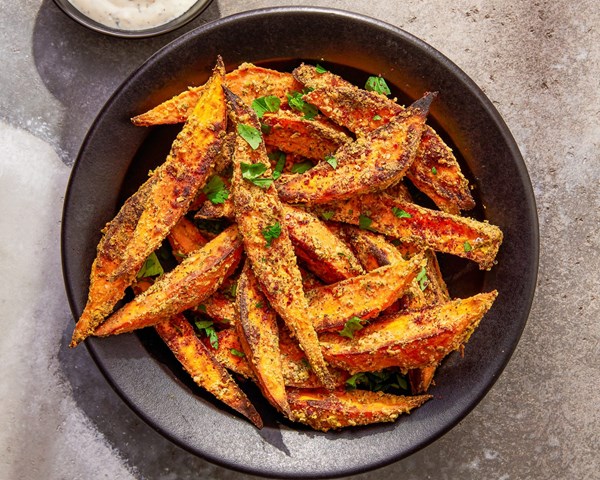 Tahini-roasted sweet potatoes with za'atar