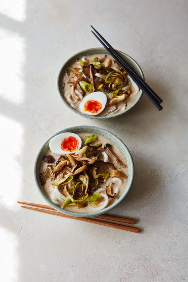 Tahini tantanmen ramen with crispy shiitakes