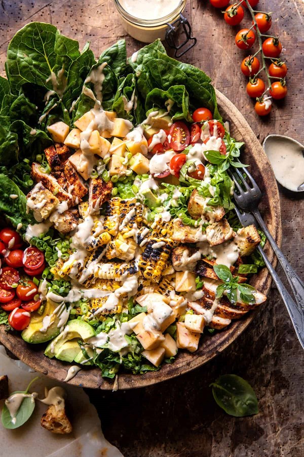 Tajín honey lime chicken and jalapeño corn Caesar salad
