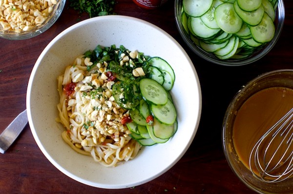 Takeout-style sesame noodles with cucumber