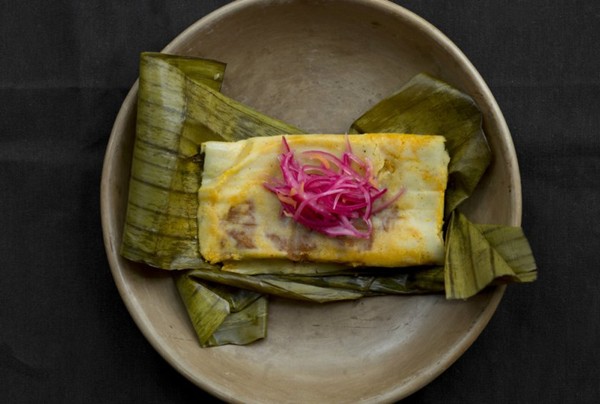 Tamales - goat cheese and red salsa (filling 3)