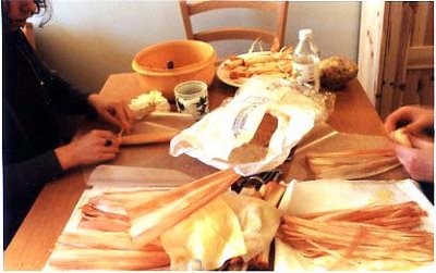 Tamales, part two: Cheese and rajas filling