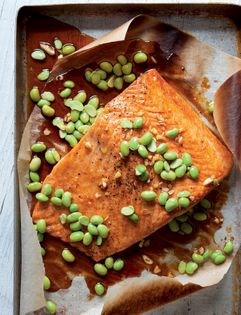 Tamari salmon with edamame