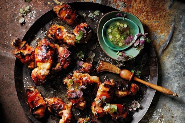 Tamarind and bacon-wrapped chicken wings