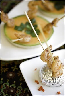 Tamarind-glazed honey shrimp