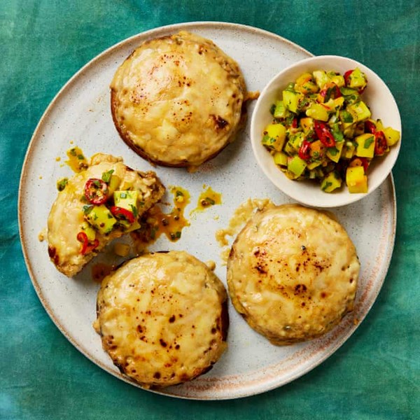 Tamarind rarebit crumpet with saffron piccallili