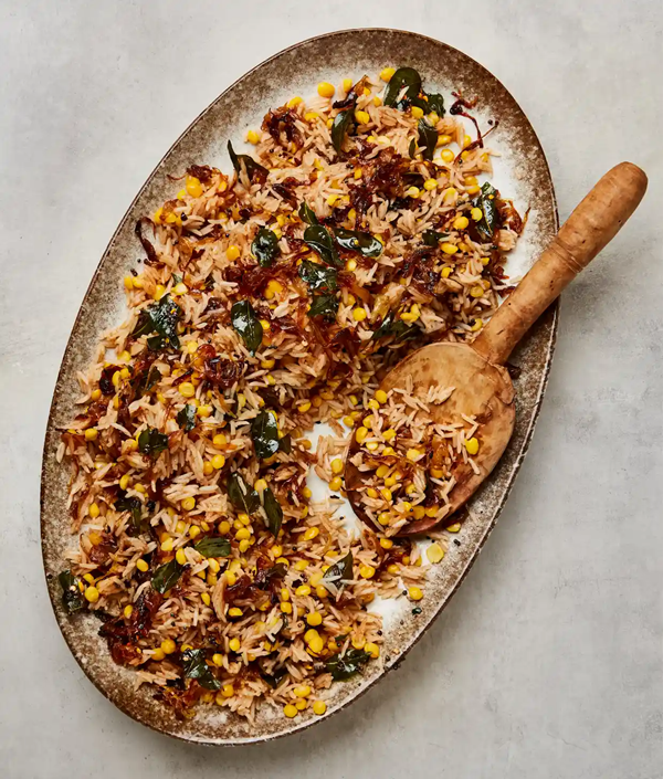Tamarind rice with chana dal and aromatic oil