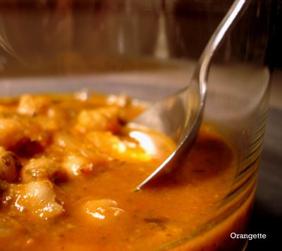 Tamarind soup with chickpeas, chard, and spices