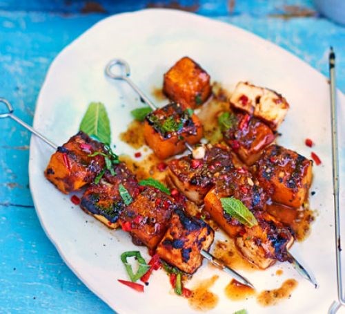 Tamarind squash & halloumi skewers