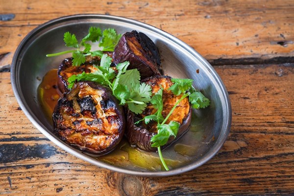  Tamarind, teriyaki and chilli oil barbecued aubergine