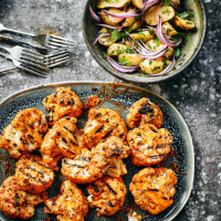 Tandoori cauliflower with potato salad
