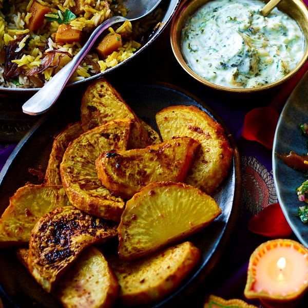 Tandoori celeriac with raita