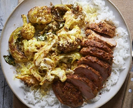 Tandoori duck with turmeric & cauliflower raita