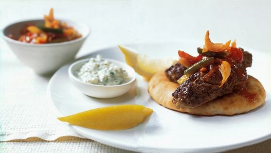 Tandoori lamb burger with mint sambal and kachumbar piccalilli