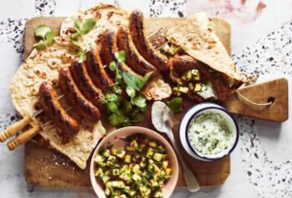 Tandoori sausages with pineapple and chilli salad